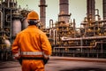 Reflecting on Industrial Safety : A Worker's Contemplation in the Oil and Gas Sector.Generative AI Ilustration Royalty Free Stock Photo