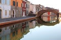 Reflecting Italian townview of Comacchio Royalty Free Stock Photo