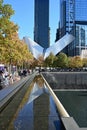 Reflecting pool and surrounding buildings at National September 11 Memorial. Royalty Free Stock Photo