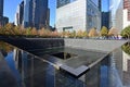 Reflecting pool and surrounding buildings at National September 11 Memorial Royalty Free Stock Photo