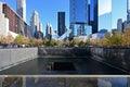 Reflecting pool and surrounding buildings at National September 11 Memorial Royalty Free Stock Photo