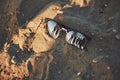 Reflecting sunglasses on a sandy beach in the summer