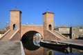 Reflecting Trepponti bridge in Comacchio, Italy