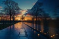 Reflecting Wall of the Vietnam Veterans Memorial at Sunset, A night scene of the Vietnam Veterans Memorial Wall with soft lighting Royalty Free Stock Photo