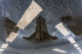 Reflectio of the roemer building in the city center of frankfurt