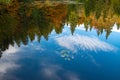Reflection of the autumn forest in the mirror of the lake Royalty Free Stock Photo
