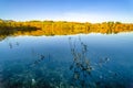Reflection of autumn trees on lake
