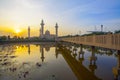 Reflection of beautiful Ampuan Jemaah mosque during sunrise. Royalty Free Stock Photo