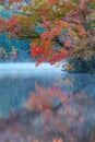 Reflection of beautiful fall colors of autumn