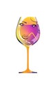 Reflection of a beautiful girl in silhouette glass, sketch goblet. Cartoon character and drink. Isolated of white background. Vect Royalty Free Stock Photo