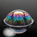 Reflection on the black background enhances the bubble s iride Royalty Free Stock Photo