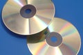 With reflection and blue background CD, DVD Royalty Free Stock Photo