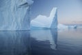 Reflection of blue icebergs