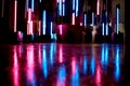 The reflection of blue and pink light at the surfaces. The atmosphere of the club, the parties.Twilight Royalty Free Stock Photo