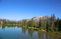 Reflection in Bow River near City of Banff in Alberta, Canada Royalty Free Stock Photo