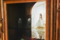 Reflection of the bride in the wedding Royalty Free Stock Photo