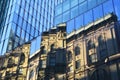Reflection of buildings in the windows of a modern office building Royalty Free Stock Photo