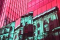 Reflection of buildings in the windows of a modern office building Royalty Free Stock Photo