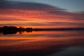 Reflection of Burning Sky During Sunrise/Sunset Royalty Free Stock Photo