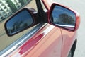 Reflection in the car mirror. Mirrored in the window Royalty Free Stock Photo