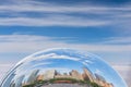 Reflection of city buildings on a metal surface of Cloud Gate also known as the Bean, Millennium Park Royalty Free Stock Photo