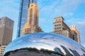 Reflection of city buildings on a metal surface of Cloud Gate also known as the Bean, Millennium Park Royalty Free Stock Photo