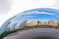 Reflection of city buildings on a metal surface of Cloud Gate also known as the Bean, Millennium Park Royalty Free Stock Photo