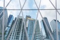 Reflection of city skyline on the exterior of modern office building Royalty Free Stock Photo