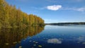 The reflection of clouds in the calm lake Royalty Free Stock Photo