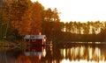 Golden autumn sunrise at lake Ãâje in Dalarna in Sweden