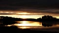 Golden autumn sunrise at lake Ãâje in Dalarna in Sweden