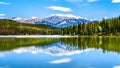 Reflection of the Colin Mountain Range in Pyramid Lake in Jasper National Park in Alberta Royalty Free Stock Photo