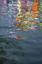 reflection of colored lamps in the water Royalty Free Stock Photo