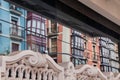 Reflection of a colorful group of buildings