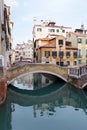 The reflection of colorful houses in water canal, Venice, landmark of Veneto region, Italy Royalty Free Stock Photo