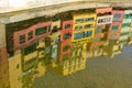 Reflection of colorful old houses the water of Onyar river in Girona, Spain Royalty Free Stock Photo