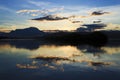 Reflection of colorful sunrise and Mount Kinabalu at Sabah, Borneo Royalty Free Stock Photo