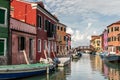 Reflection of colourful houses on the island of Burano