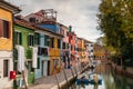 Reflection of colourful houses on the island of Burano