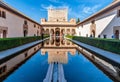 Reflection of Comares Tower in Patio de los Arrayanes, Granada Royalty Free Stock Photo