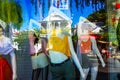 Reflection and display in shop window on Duval Street in Key West Florida USA 7 28 2010 Royalty Free Stock Photo