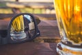 Reflection of draft beer in sun glasses