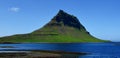 Reflection of famous Kirkjufell Church Mountain can be seen in Snaefellsnes Peninsula, Iceland.