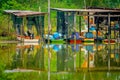 Reflection of fisherman boat