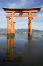 Reflection of Floating Torii in Miyajima Island, Japan Royalty Free Stock Photo