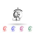 Reflection of a girl in a mirror multi color icon. Simple outline, thin line vector of antiaging icons for ui and ux, website or