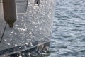 Reflection of the glare of water on board the yacht. Royalty Free Stock Photo