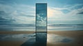 Reflection of a glass door on the beach Royalty Free Stock Photo