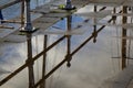 Reflection of a harbour barrier Royalty Free Stock Photo