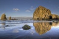 Reflection of Haystack Rock at Cannon Beach 3 Royalty Free Stock Photo